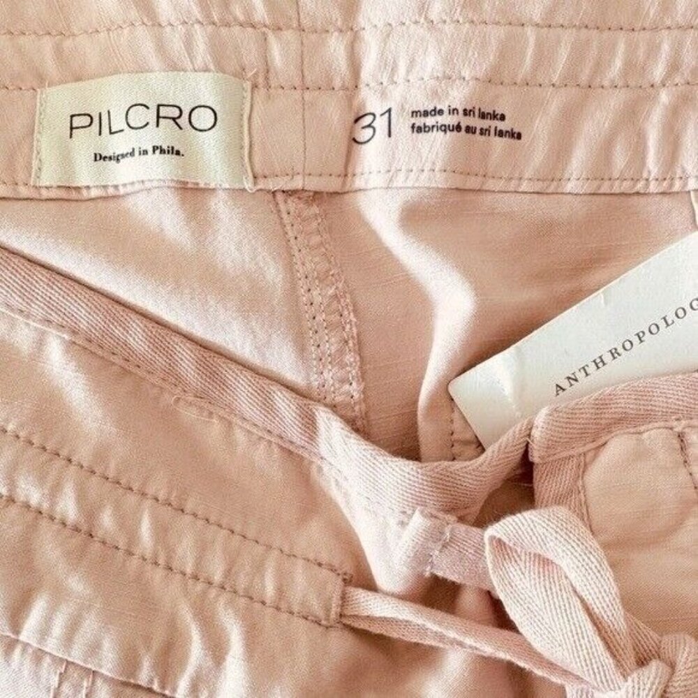 ANTHROPOLOGIE Pilcro Satin Cargo Parachute Pants Pink Combo Size 31 NEW - Picture 11 of 12